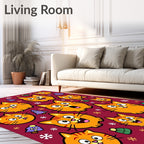 Cute Orange Cat Holiday Snowflakes Trees Rug