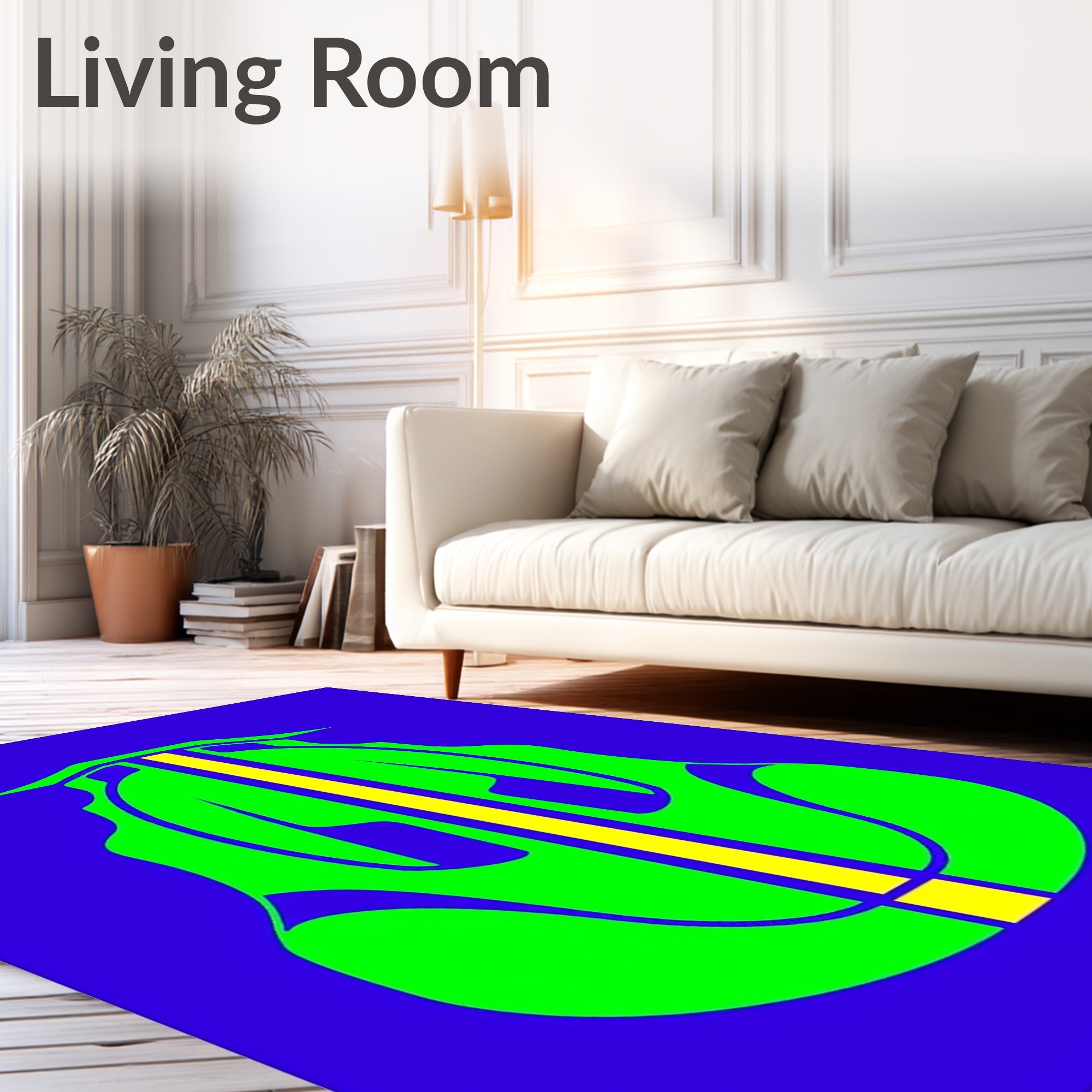 Bold Neon Green Abstract Shape Rug