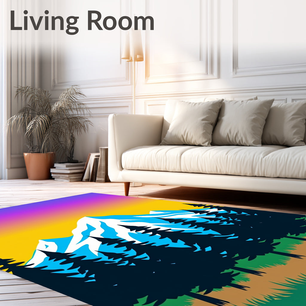 Vibrant Mountain Forest Sunset Rug