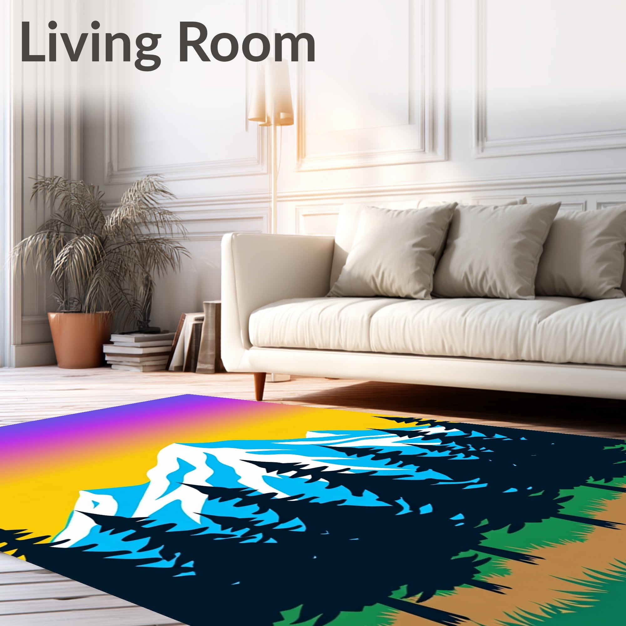 Vibrant Mountain Forest Sunset Rug
