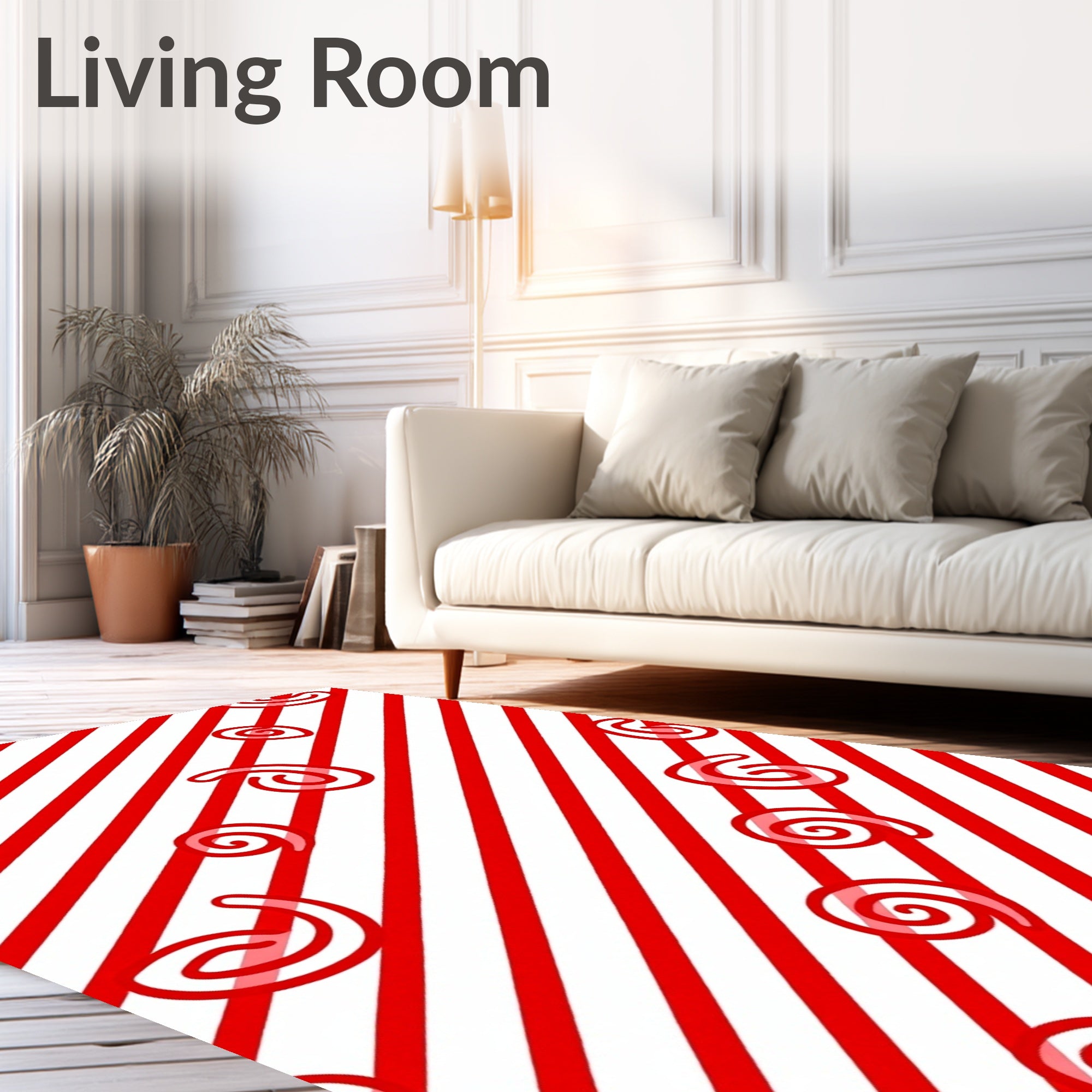 Bold Red Swirl Stripe Rug