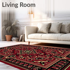 Deep Red Floral Medallion Kaleidoscope Rug