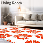 Bold Orange Floral Bloom Rug
