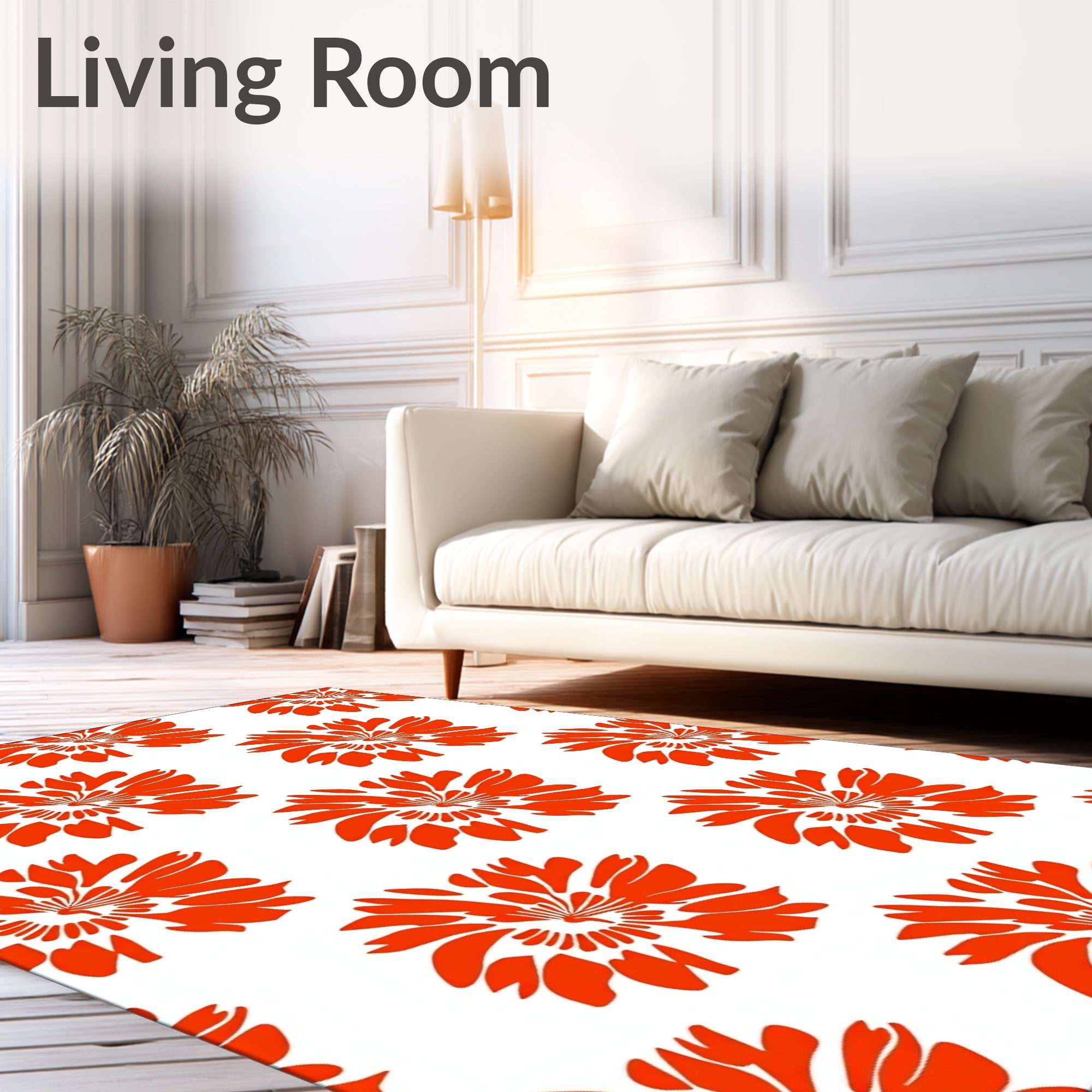Bold Orange Floral Bloom Rug
