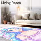 Cute Unicorn Girl Pastel Hair Rug