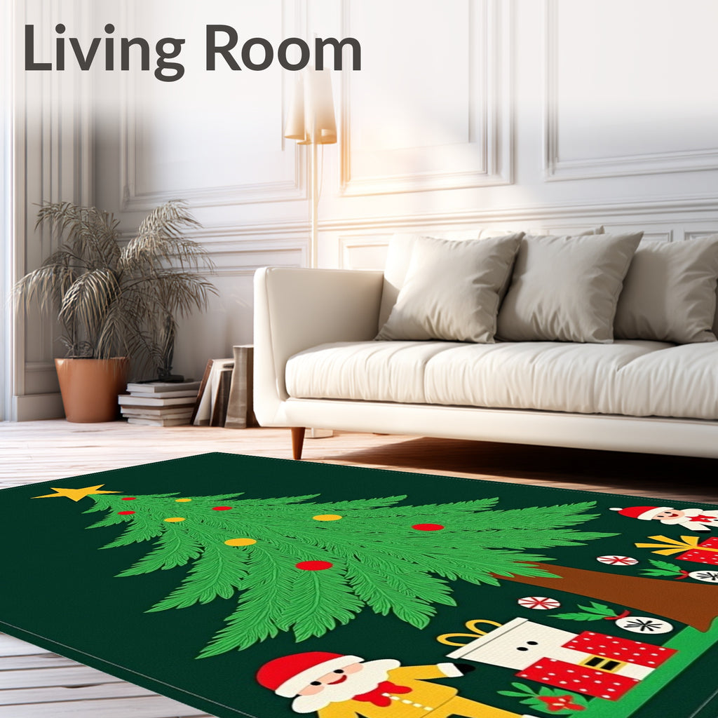 Festive Christmas Tree Gift Stack characters Rug