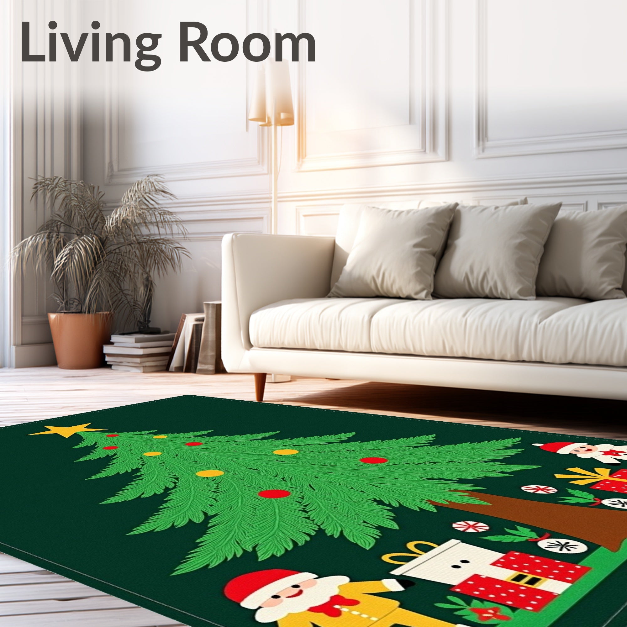 Festive Christmas Tree Gift Stack characters Rug