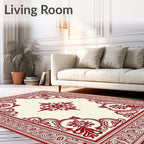 Rich Burgundy Scrollwork Central Star Rug