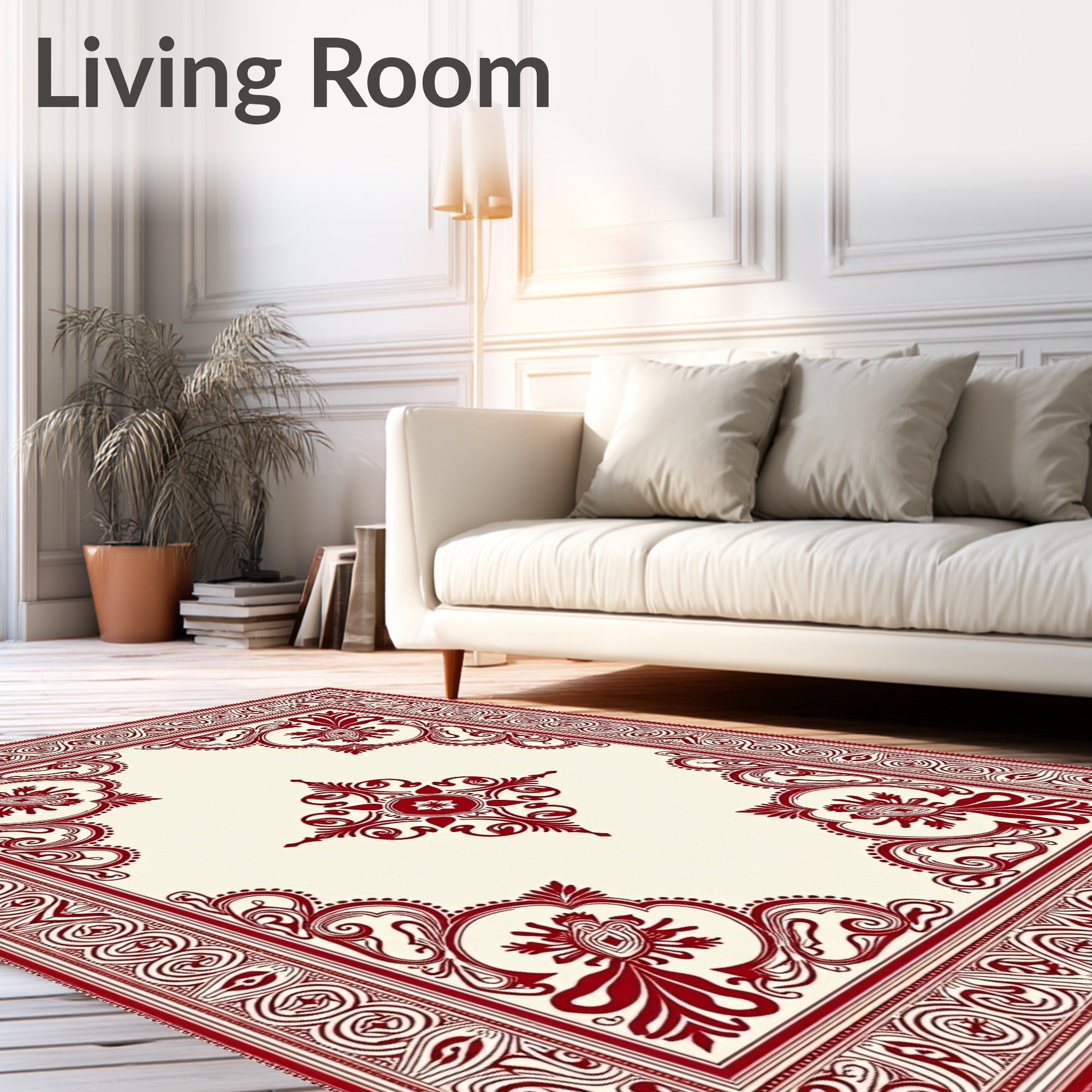 Rich Burgundy Scrollwork Central Star Rug