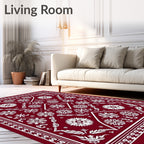 Crimson White Floral Tessellation Medallion Rug