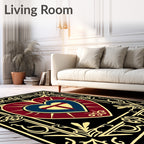 Crimson Heart with Gold Border Rug