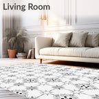 Monochromatic Geometric Floral Medallion Arrangement Rug