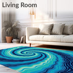 Aqua Swirl Agate Lines Rug