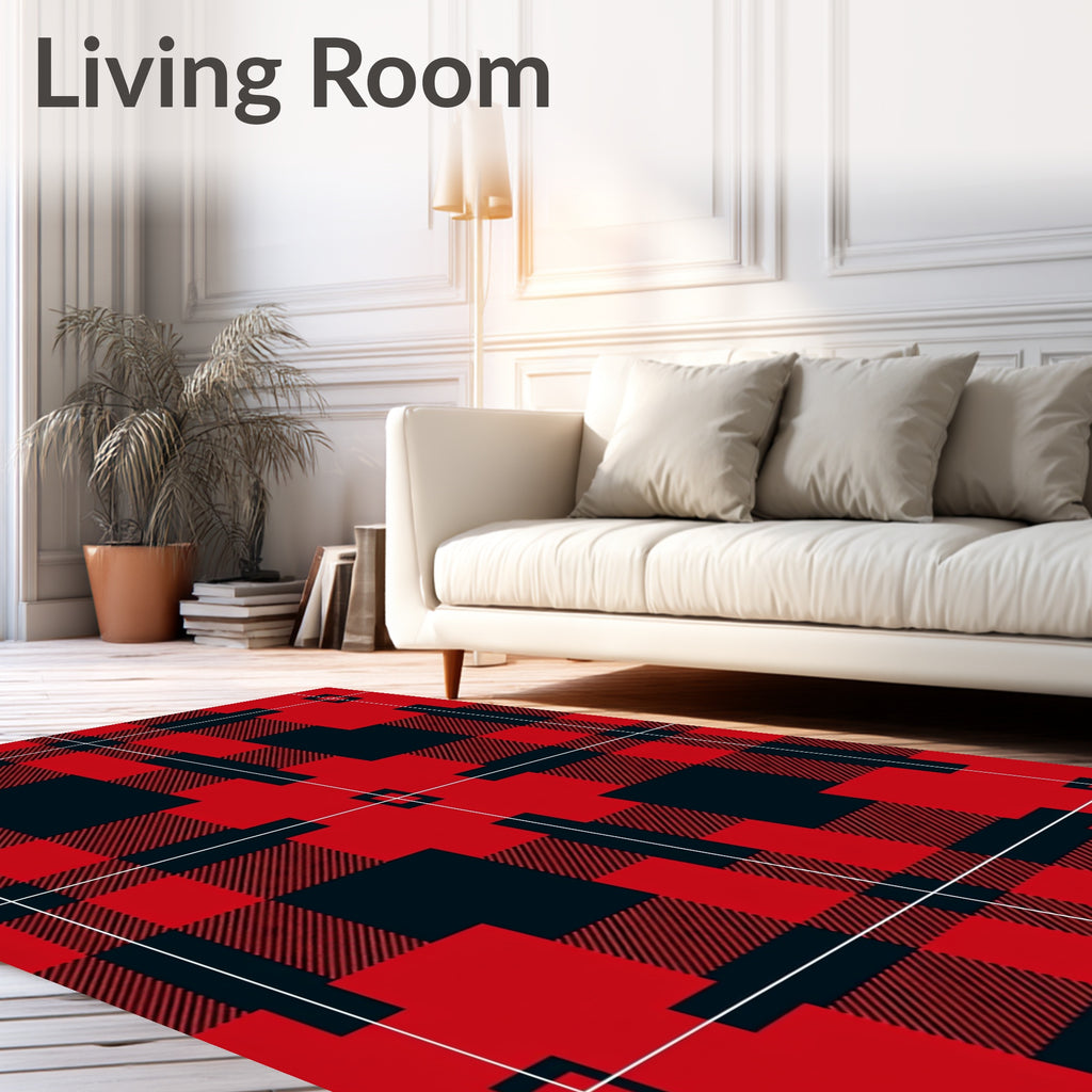 Red Black Buffalo Check Squares Rug