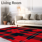 Red Black Buffalo Check Squares Rug