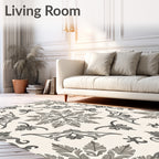 Monochromatic Gray Vintage Foliage Mandala Rug