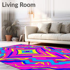 Vibrant Hot Pink Geometric Diamond Fusion Rug