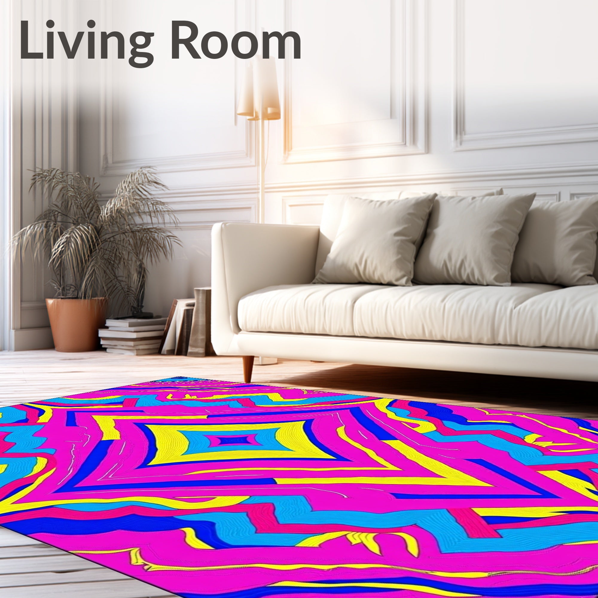 Vibrant Hot Pink Geometric Diamond Fusion Rug