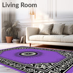 Purple Sunburst Medallion Ornate Border Rug