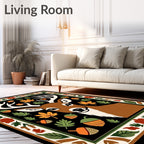Autumn Deer With Leafy Border Rug