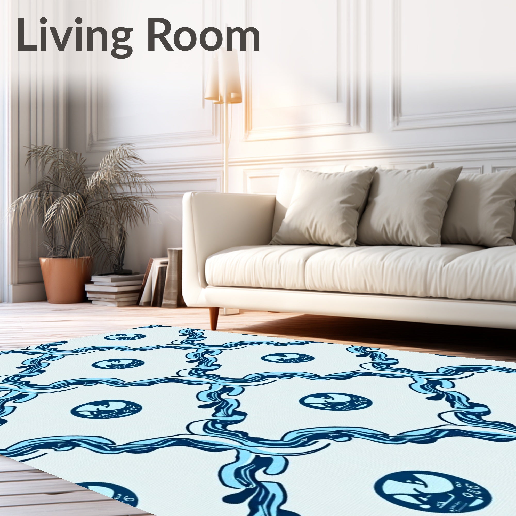 Navy Blue Intertwined Lattice Rug