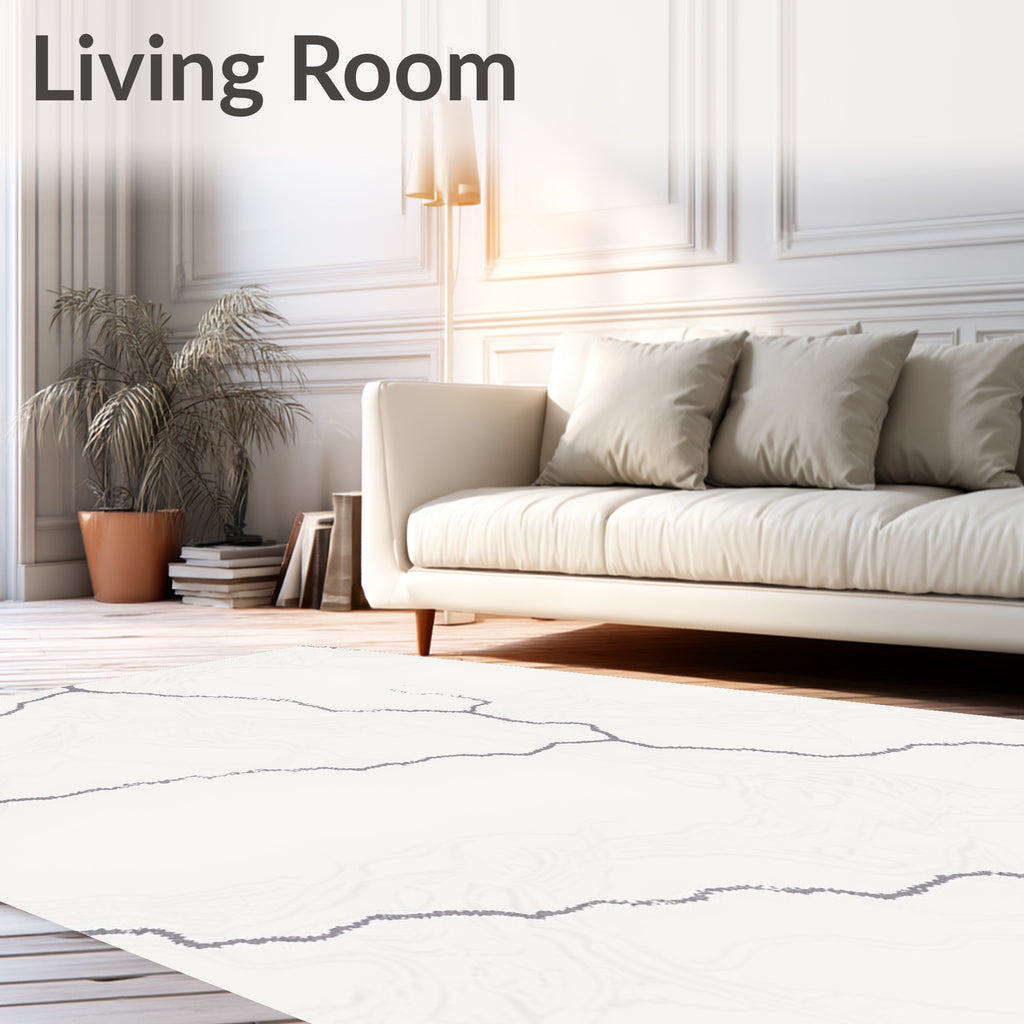 Pale Gray Veined Marble Surface Rug