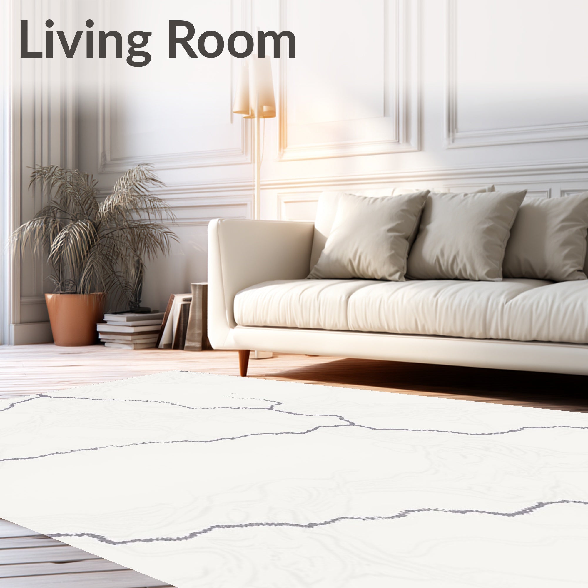 Pale Gray Veined Marble Surface Rug