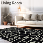 Black Cream Geometric Maze Rug