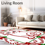Cute Red Cat Festive Border Rug