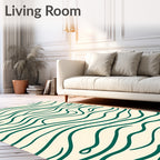 Teal Wavy Cream Abstract Rug