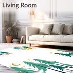 Golden Deer Forest Night Scene Rug