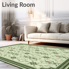 Pale Green Floral Medallion Border Rug