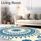 Classic Blue Cream Medallion Overlay Rug