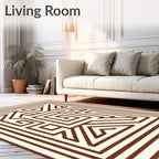 Brown Cream Geometric Maze Rug