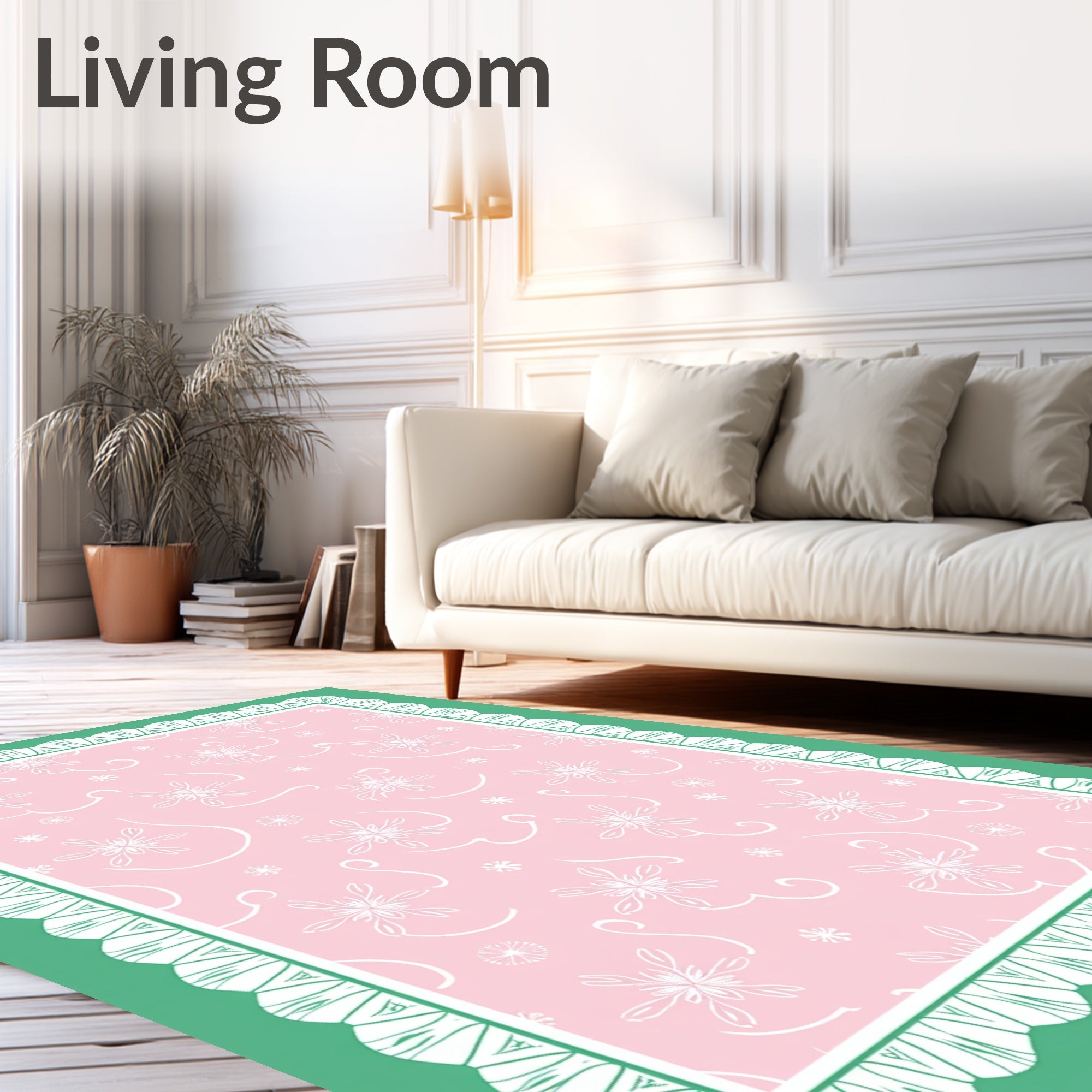Soft Pink Floral Swirl Lace Rug