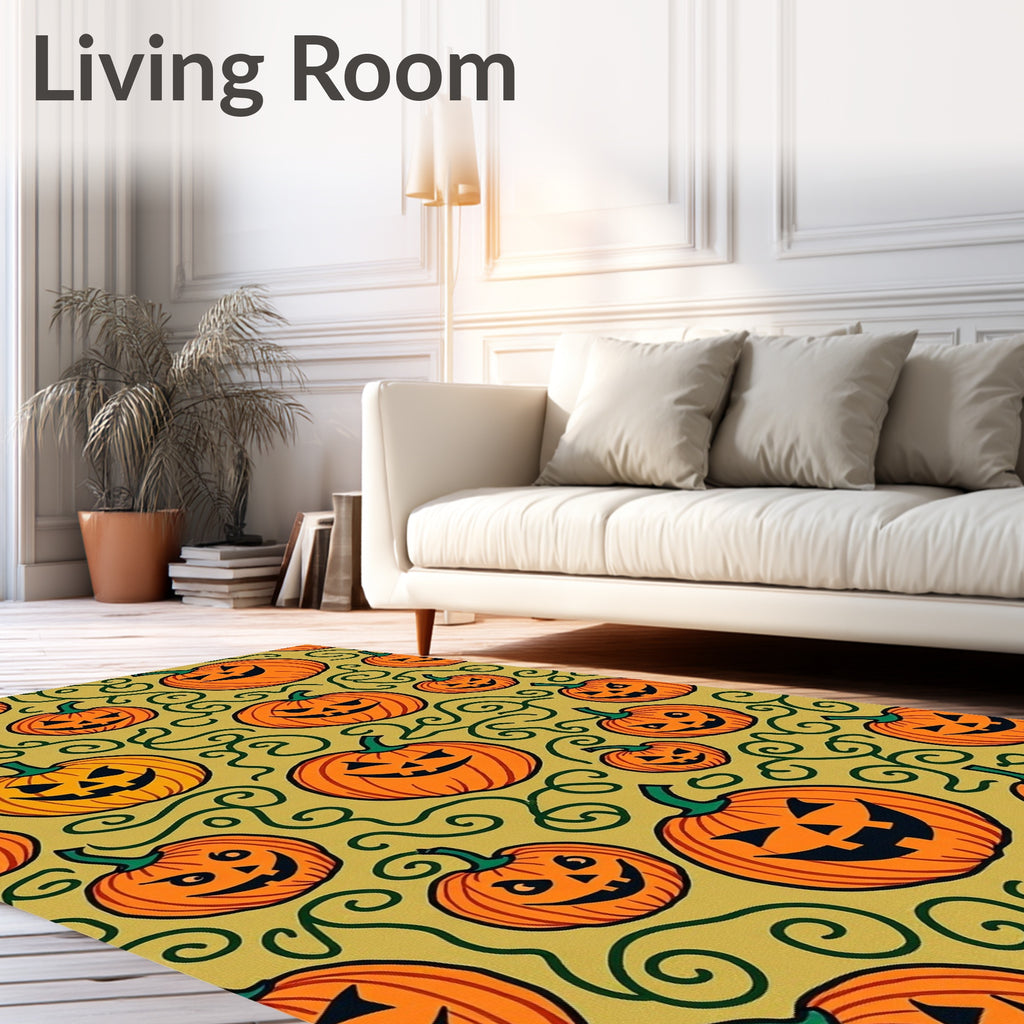 Orange Jack O Lantern Swirls Rug