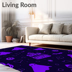 Spooky purple ghost haunted castle bat Rug