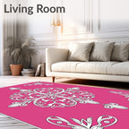 Elegant Pink Floral Medallion Art Rug