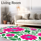 Vibrant Fuchsia Flower Butterfly Garden Rug