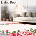 Pink Rose Garden Foliage Border Rug