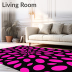 Vibrant Pink Petal Explosion Black Rug