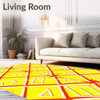 Bright Yellow Red Geometric Diamond Shape Rug