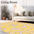 Surreal Floral Yellow Swirl Rug