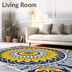 Golden Yellow Sunburst Mandala Rug