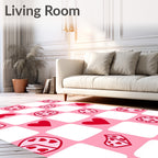 Pink Heart Dice Checkerboard Rug