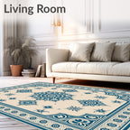 Navy Starburst Floral Medallion Rug