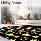 Golden Trophy Laurel Wreath Pattern Rug