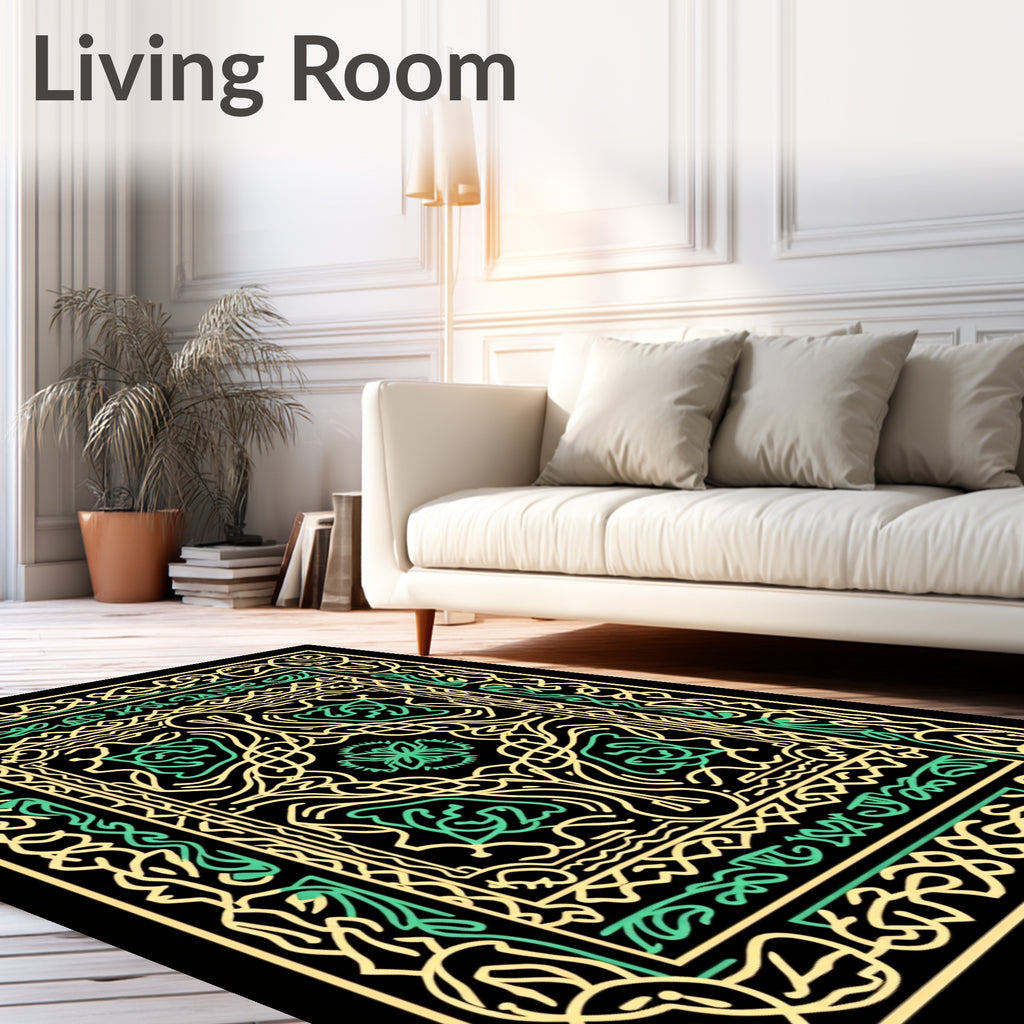 Yellow Green Interlaced Floral Medallion Rug