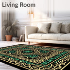 Yellow Green Interlaced Floral Medallion Rug