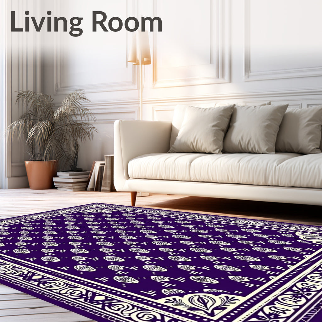 Deep Purple Cream Tribal Mask Rug